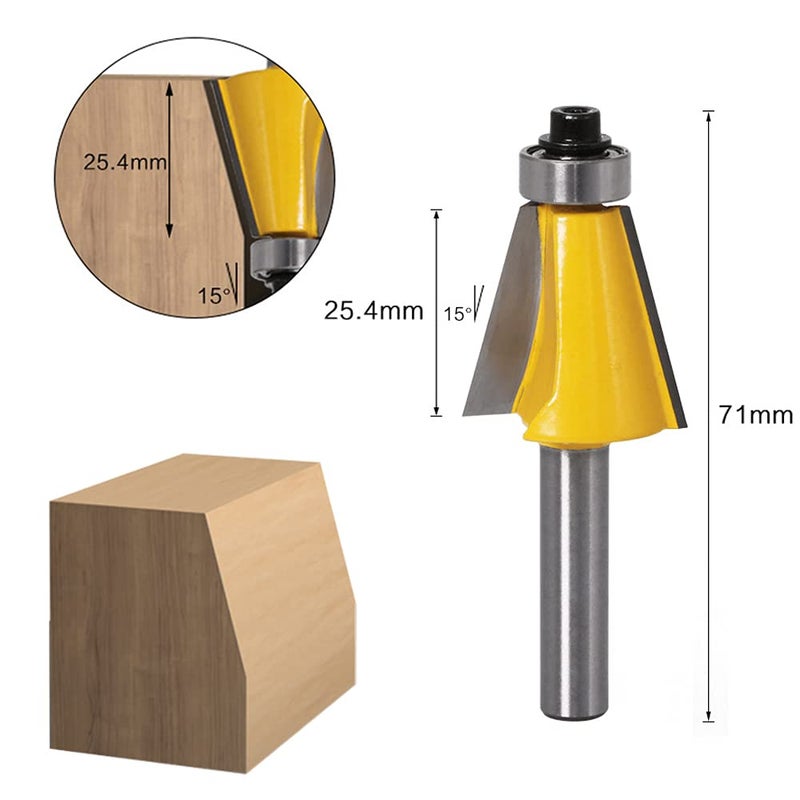 Wolfride 3Pcs Chamfer Router Bit Set 1/4 Inch Shank Bevel Router Bits 15 22.5 30 Degree - Image 2
